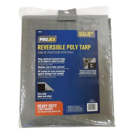Projex Heavy Duty Tarp, 10 ft x 20 ft, Silver/Black PROJSB1020
